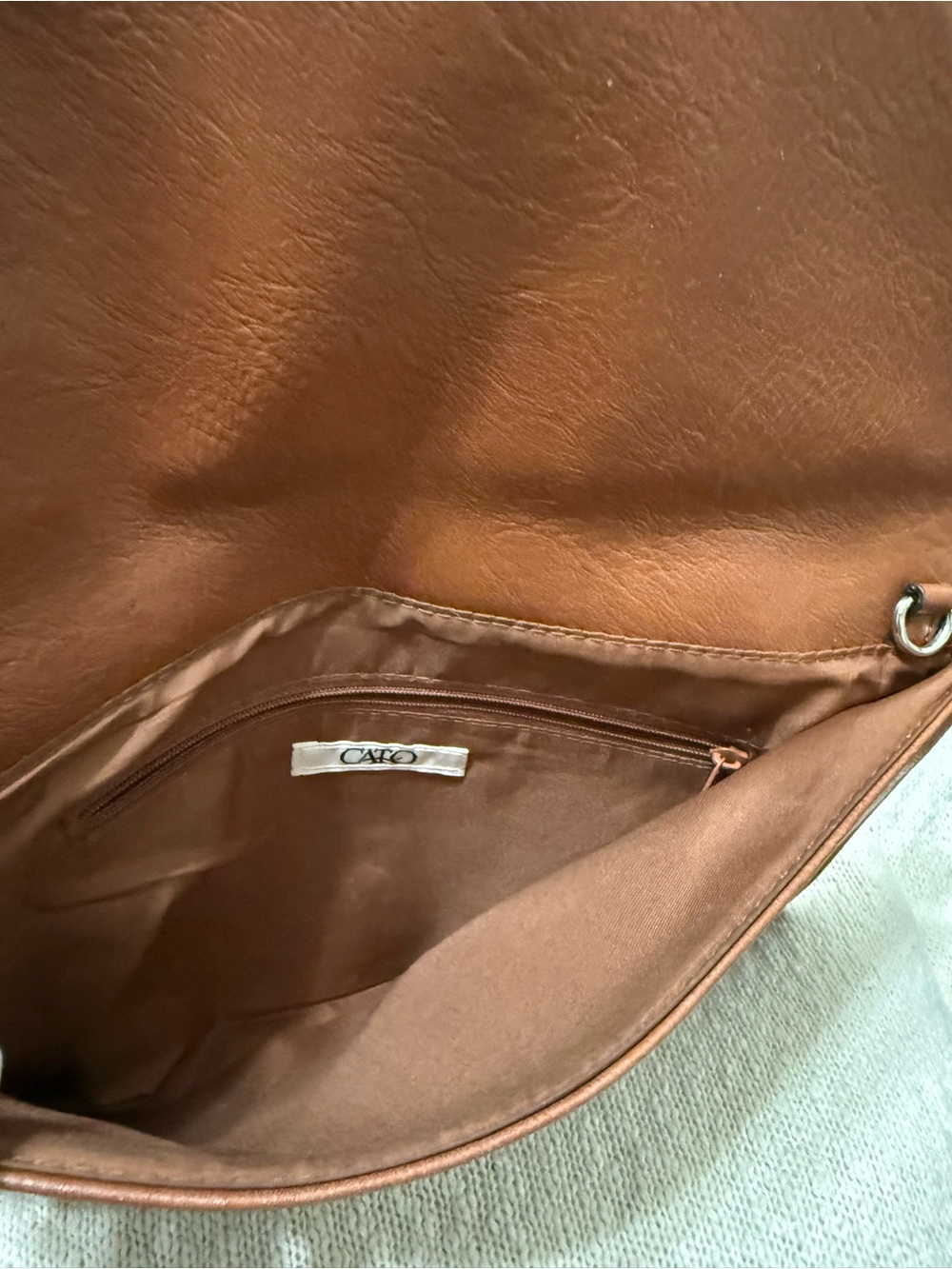 Embossed Leather-Faux Brown Envelope Clutch - Picture 5 of 8